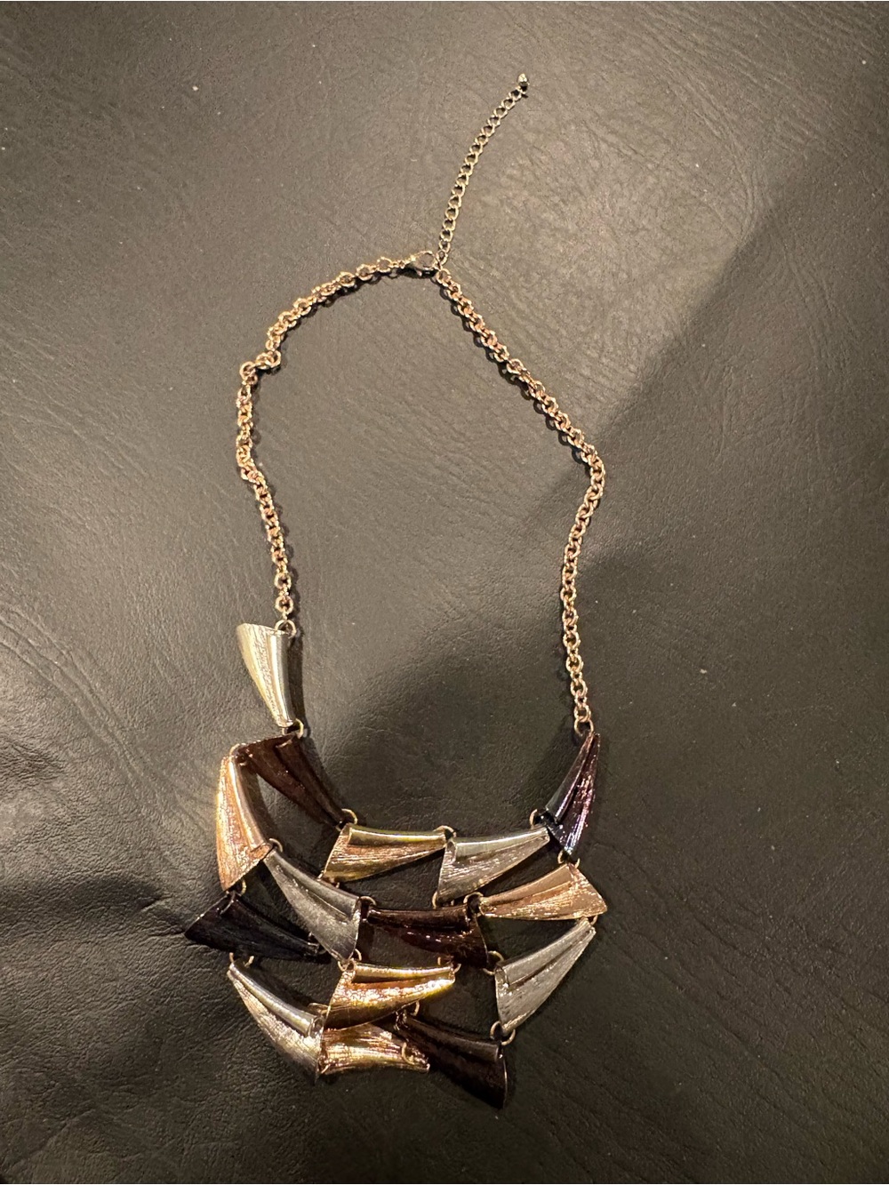 Multitone Metallic Statement Necklace - Gold, Silver, Bronze